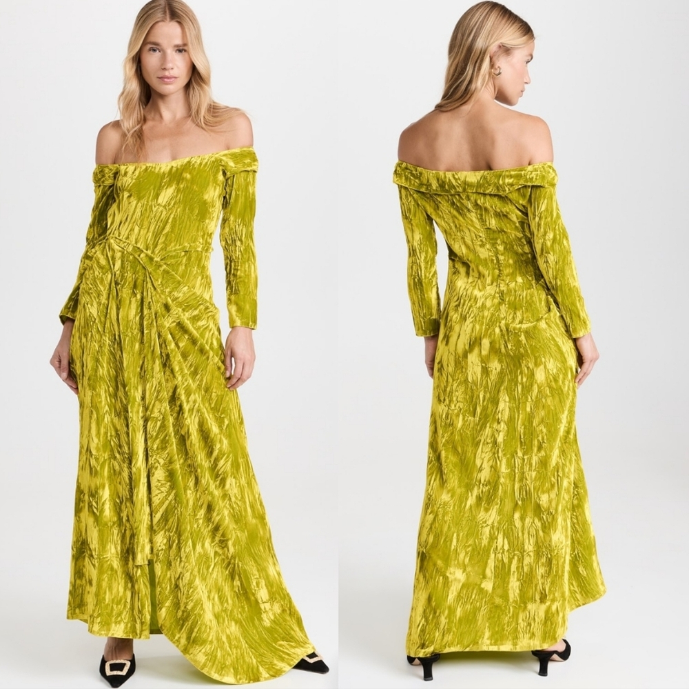 A.W.A.K.E. Mode‎ Crushed Velvet Draped Midi-Dress Sz 40 (French)